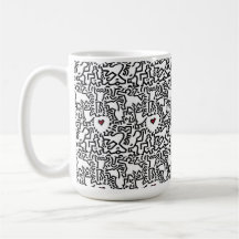 Doudle Kopp med Red Heart - Keith Haring Inspired