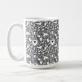 Doudle Kopp med Red Heart - Keith Haring Inspired