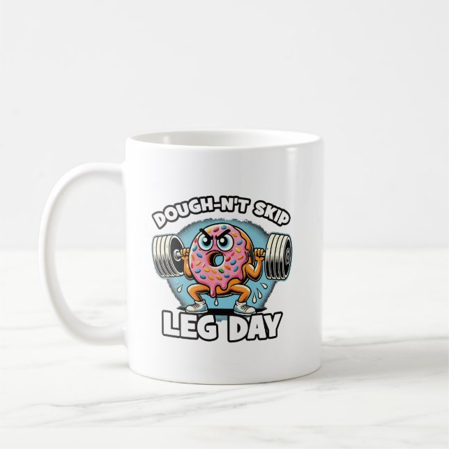 Dough-n't Skip Leg Day - Ljuny Cute Donut Gym Kaffemugg (Vänster)