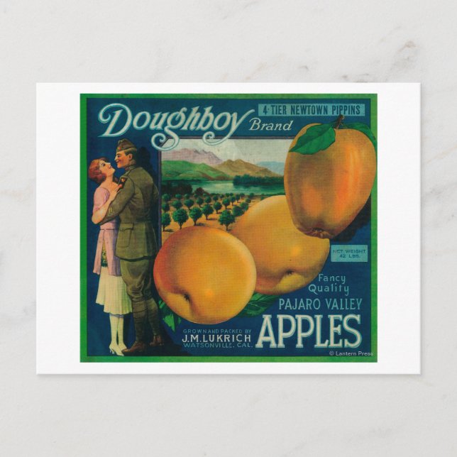 Doughboy Apple Låda LabelWatsonville, CA Vykort (Framsida)