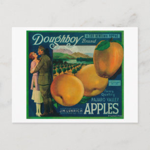 Doughboy Apple Låda LabelWatsonville, CA Vykort