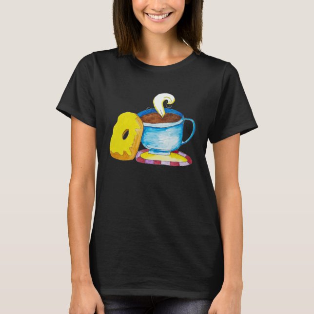 Doughnut and a Coffee Hand Drawn T Shirt (Framsida)