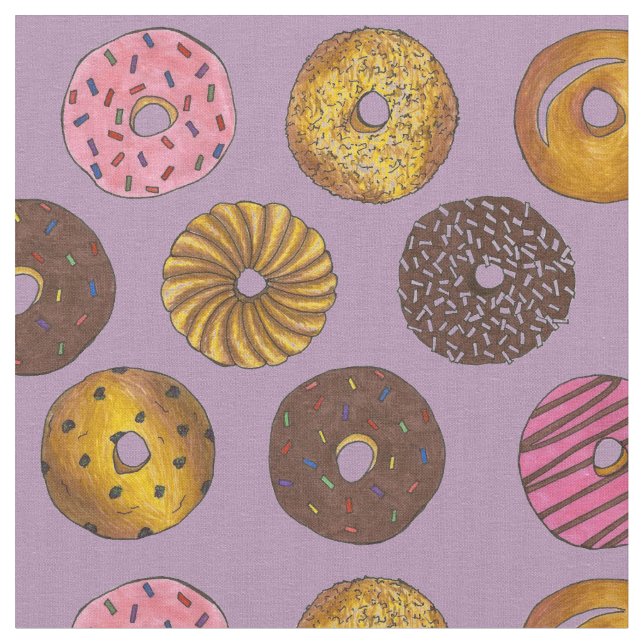 Doughnut Donuts Lila Breakfast Junk Food Pastry Tyg (Närbild)