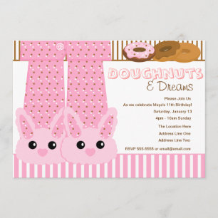 Doughnut & Dreams Pajama Party Sleepover Inbjudningar