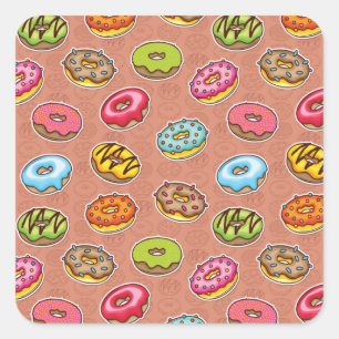 Doughnut Fyrkantigt Klistermärke