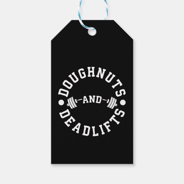Doughnut och Deadlifts - Carbs - Funny Workout Presentetikett (Framsidan)