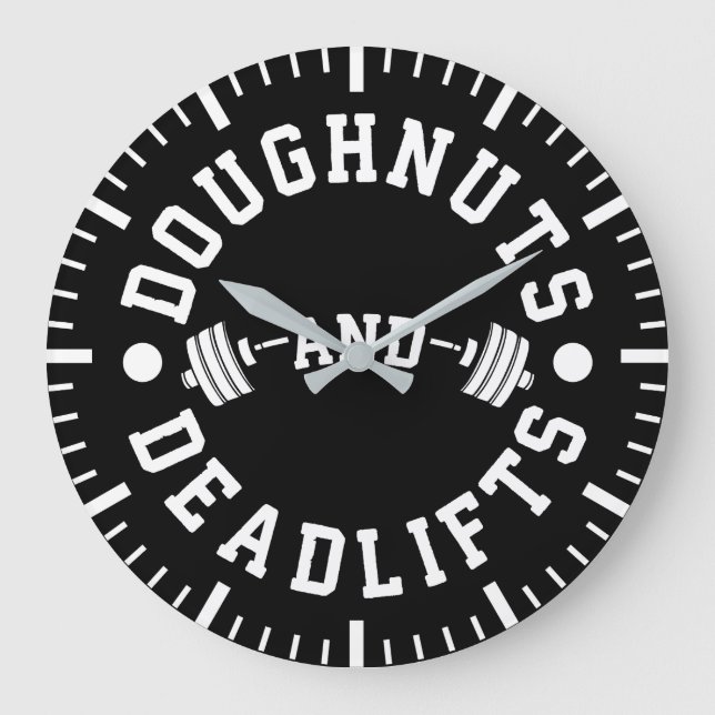 Doughnut och Deadlifts - Carbs - Funny Workout Stor Klocka (Framsida)