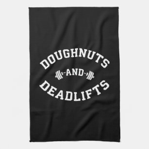 Doughnut och Deadlifts - Funny Gym Workout Kökshandduk