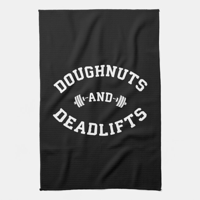 Doughnut och Deadlifts - Funny Gym Workout Kökshandduk (Vertikal)