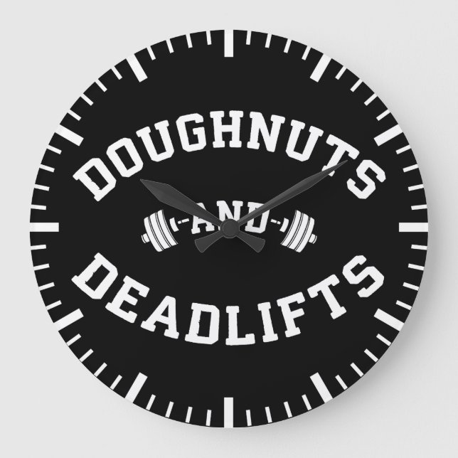 Doughnut och Deadlifts - Funny Gym Workout Stor Klocka (Framsida)