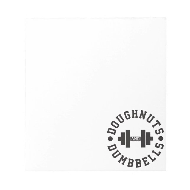 Doughnut och Dumbbells - Carbs - Lustigt Workout Anteckningsblock (Framsida)