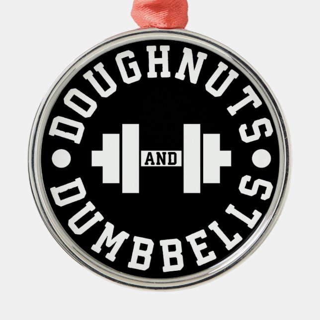 Doughnut och Dumbbells - Carbs - Lustigt Workout Julgransprydnad Metall (Framsidan)