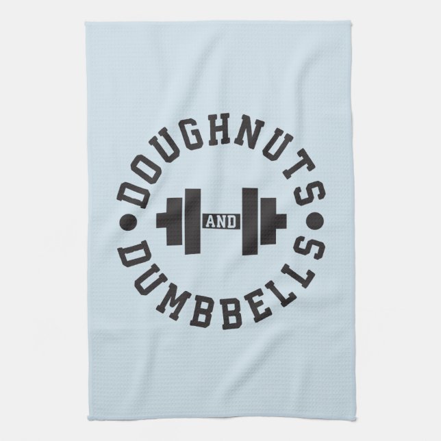 Doughnut och Dumbbells - Carbs - Lustigt Workout Kökshandduk (Vertikal)