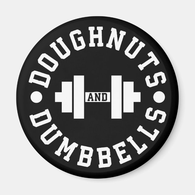 Doughnut och Dumbbells - Carbs - Lustigt Workout Magnet (Framsidan)