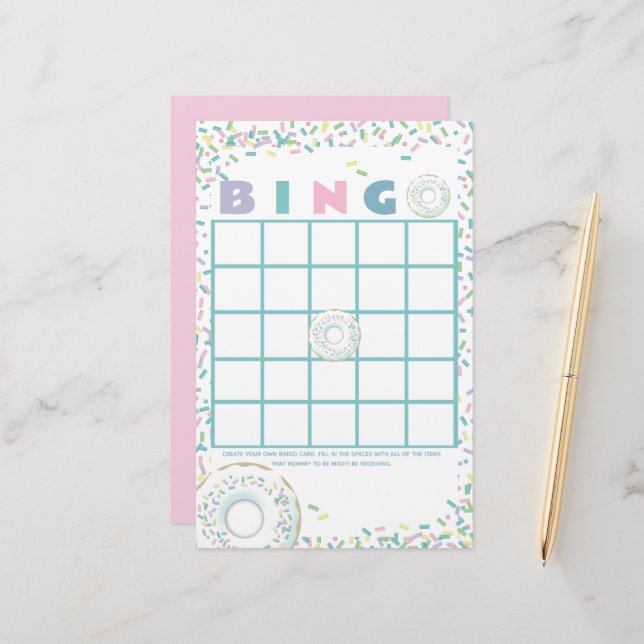 Doughnut och Sprinkles Bingo Stationery Brevpapper (Fram/Back In Situ)