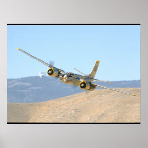 Douglas A26 Invader, flyg- View_WWII flygplan Poster