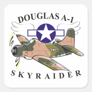 douglas a-1 skyraider fyrkantigt klistermärke