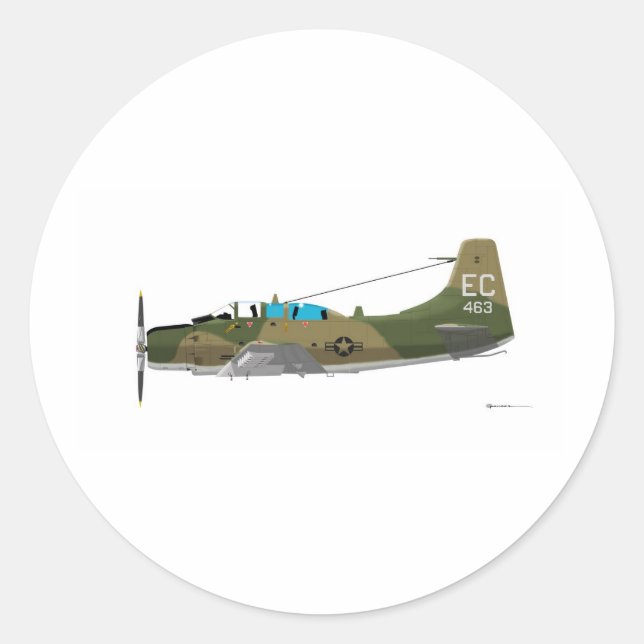 Douglas A-1E Skyraider Runt Klistermärke (Framsida)