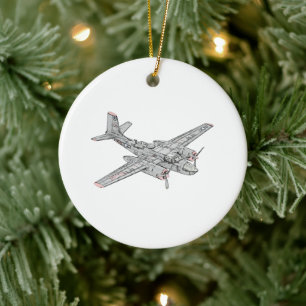 Douglas B-26 Invader Julgransprydnad Keramik