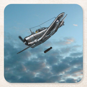 Douglas Dauntless Dive Bomber Underlägg Papper Kvadrat