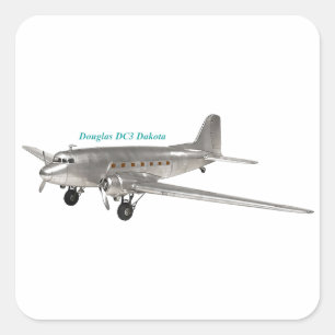 Douglas DC3 Dakota Fyrkantigt Klistermärke