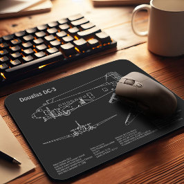 Douglas DC-3 - Flygplan Blåavtryck Teckning Plans Musmatta