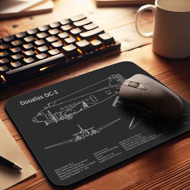 Douglas DC-3 - Flygplan Blåavtryck Teckning Plans  Musmatta (Skapare uppladdad)