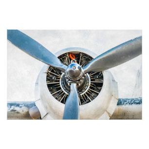 Douglas DC-3-flygplan. Propeller Fototryck