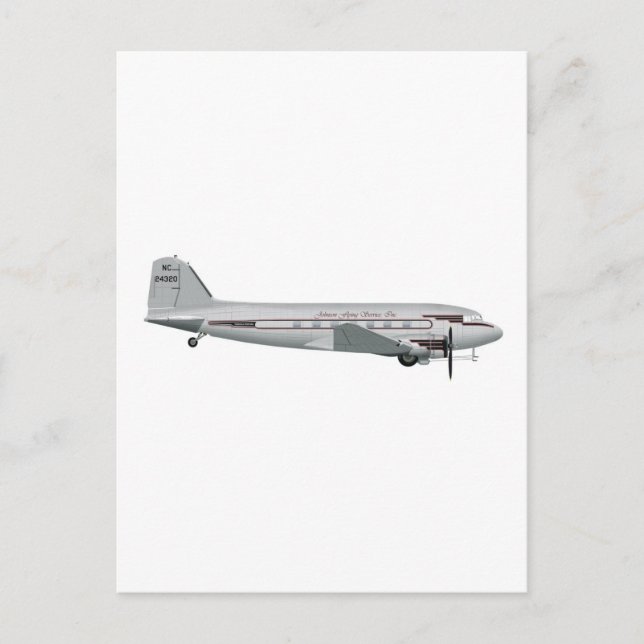 Douglas DC-3 Johnson-flygtjänst Vykort (Framsida)