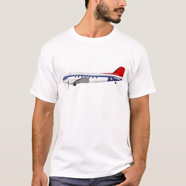 Douglas DC-3 Skytrain Northwest Airlines T Shirt (Framsida)
