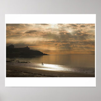 Douglas Dog Walker vid Sunrise Poster