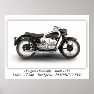 Douglas Dragonfly Motorcycle - A3 Poster
