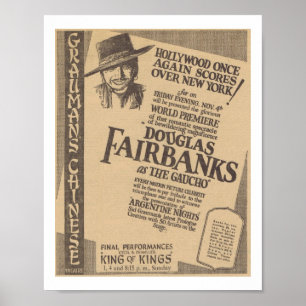 Douglas Fairbanks den Gauchovärldspremiären 1927 Poster