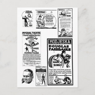 Douglas Fairbanks Silent-filmannonser Vykort