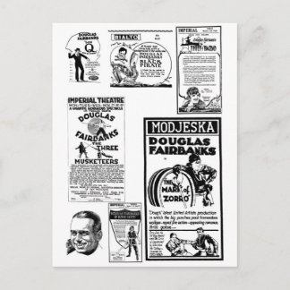 Douglas Fairbanks Silent-filmannonser Vykort