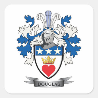 Douglas Family Crest Jackar om Arm Fyrkantigt Klistermärke