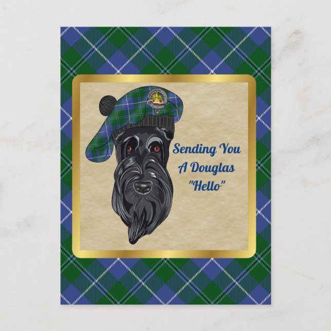 Douglas Klan Badge & Tartan Postcard Vykort (Framsida)