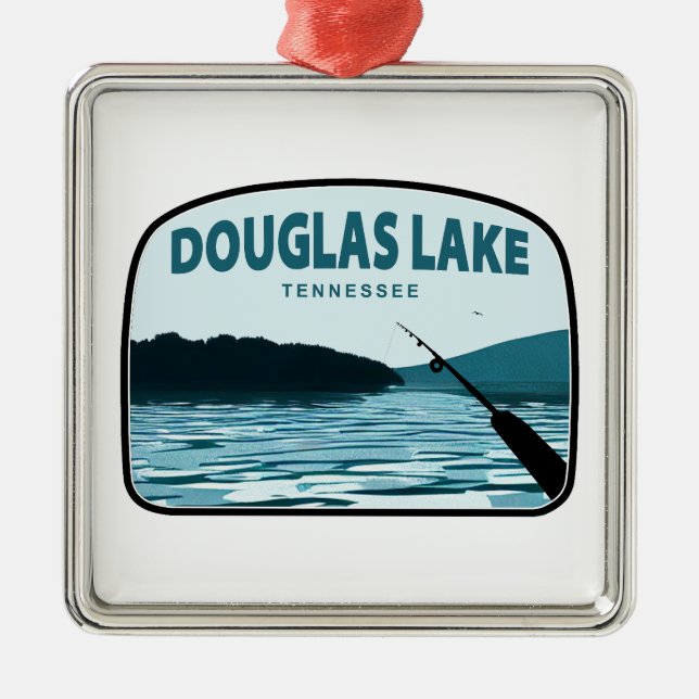 Douglas Lake Tennessee Fiskespö Julgransprydnad Metall (Framsidan)