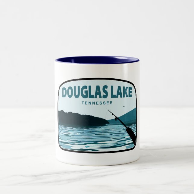 Douglas Lake Tennessee Fiskespö Två-Tonad Mugg (Center)