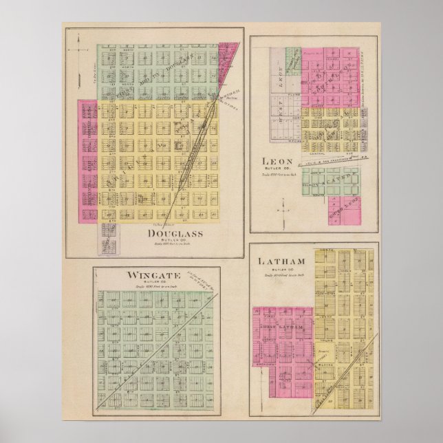 Douglas, Leon, Wingate och Latham, Kansas Poster (Framsidan)