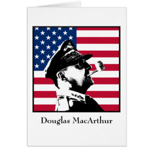 Douglas MacArthur och US-flagga Hälsningskort