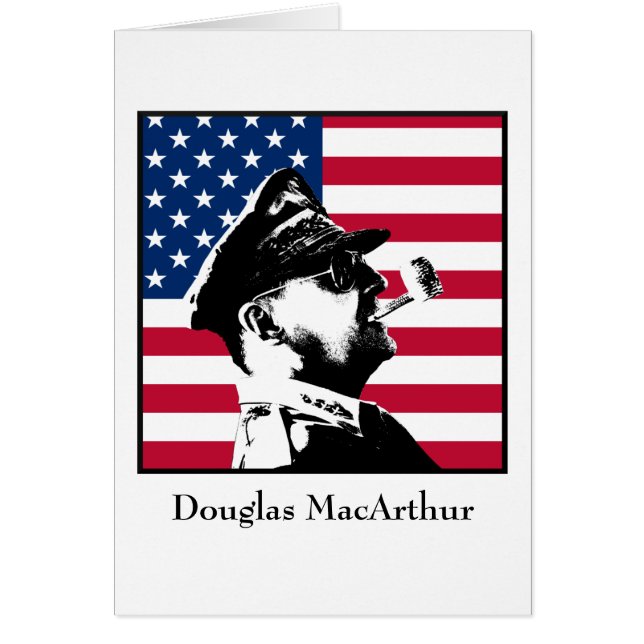 Douglas MacArthur och US-flagga Hälsningskort (Framsidan)
