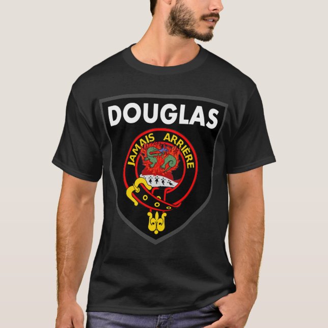Douglas Salamander vapensköld om svart t-shirt (Framsida)
