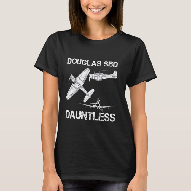 Douglas SBD Dauntless Naval Bomber Aircraft WW2 Ai T Shirt (Framsida)