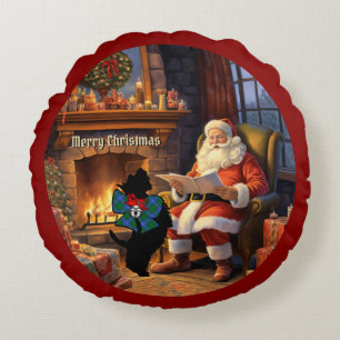Douglas Scottie Hund & Santa Personlig Julafton Rund Kudde