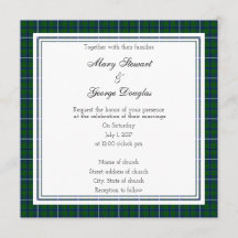Douglas Scottish Bröllop Square-inbjudan
