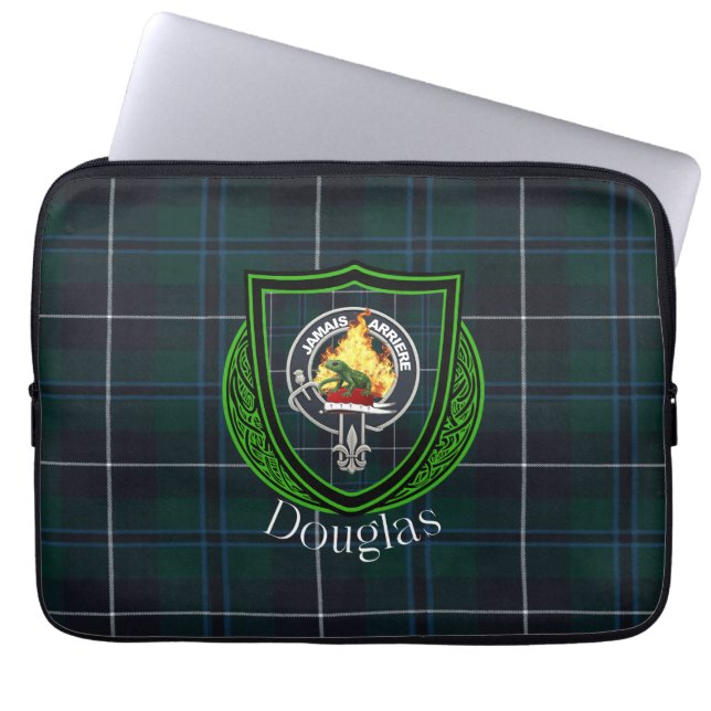 Douglas Scottish Clan Tartan & Crest Laptop Fodral (Framsidan)