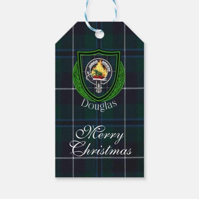 Douglas Scottish Clan Tartan & Crest Presentetikett (Framsidan)