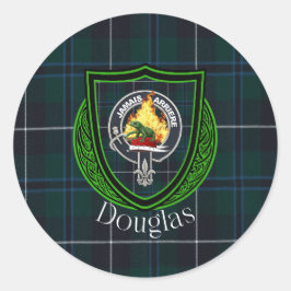 Douglas Scottish Clan Tartan & Crest Runt Klistermärke
