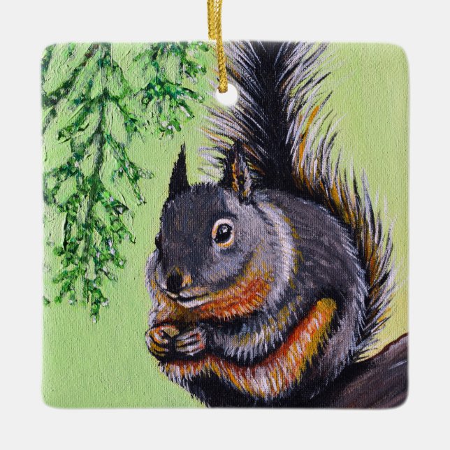 Douglas Squirrel Painting Julgransprydnad Keramik (Framsida)